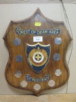 A VINTAGE SHIELD FOR THE FOREST OF DEAN AREA FOR PIT PROFICIENCY AWARDS