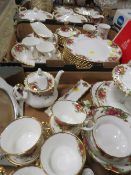 THREE TRAYS OF ROYAL ALBERT OLD COUNTRY ROSES TEA / DINNER WARE