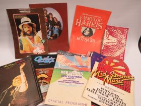 A COLLECTION OF MUSIC CONCERT PROGRAMMES TO INCLUDE ERIC CLAPTON. KAT STEVENS ETC