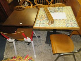 TWO MODERN BISTRO TABLES WITH TWO CHAIRS - NOTE: LOOSE TOPS