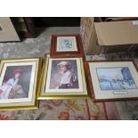 A BOX OF ASSORTED PICTURES AND PRINTS