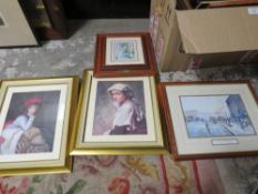 A BOX OF ASSORTED PICTURES AND PRINTS