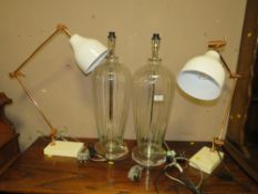 TWO PAIRS OF MODERN TABLE / SPOT LAMPS