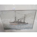 A FRAMED WATERCOLOUR PAINTING OF H M S ECLIPSE