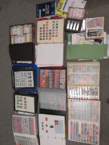 A STAMP COLLECTION TO INCLUDE EIGHT LARGE STAMP ALBUMS / STOCK BOOKS, ONE CANADIAN WITH EXAMPLES