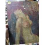 AN EARLY 20TH CENTURY OIL ON CANVAS PORTRAIT OF A FEMALE NUDE