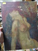 AN EARLY 20TH CENTURY OIL ON CANVAS PORTRAIT OF A FEMALE NUDE