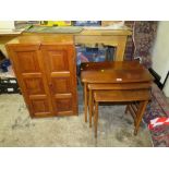 A RETRO NEST OF TABLES & A TWO DOOR CABINET