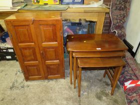 A RETRO NEST OF TABLES & A TWO DOOR CABINET
