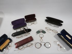 A COLLECTION OF 19TH CENTURY SPECTACLES, MOSTLY IN CASES
