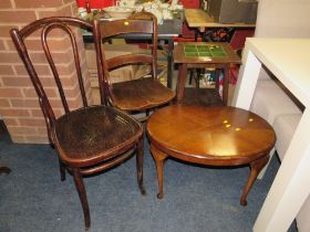 A VINTAGE TILE TOP TABLE & A KIDNEY TABLE PLUS TWO VINTAGE CHAIRS (4)