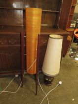 A MID CENTURY TEAK ROCKET LAMP WITH ANOTHER LAMP (2)