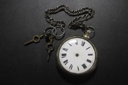 AN ANTIQUE HALLMARKED SILVER PAIR CASED POCKET WATCH SIGNED E DRAKEFORD OF CONGLETON ON FOUR PILLERS