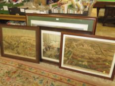FOUR LARGE MILITARY COLOURED PRINTS TO INC BIRDS EYE VIEW OF THE BATTLE OF TEL EL KEBIR (4)