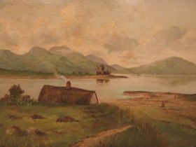 A SCOTTISH LAKELAND OIL ON CANVAS - 40 x 55 cm