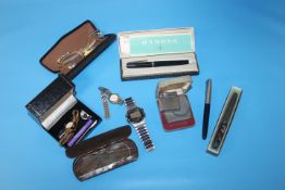 A SMALL QUANTITY OF COLLECTABLE'S TO INCLUDE WRIST WATCHES, CIGARETTE LIGHTER ETC