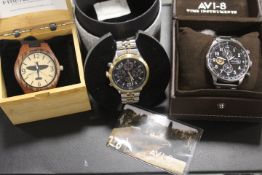 A BOXED AV 1-8 HAWKER HUNTER WRIST WATCH TOGETHER WITH A BOXED ASTRON SOLAR CHRONOGRAPH WRIST