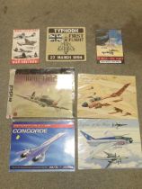 A SMALL QUANTITY OF REPRODUCTION METAL AIRCRAFT SIGNS TO INCLUDE CONCORD, WINGS FOR VICTORY ETC