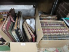 THREE TRAYS OF ANTIQUE ART BOOKS ETC TO INCLUDE VICTORIAN BOUND ART JOURNALS