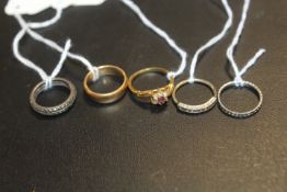 FIVE ASSORTED DRESS RINGS
