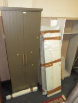 A MODERN TALL TWO DOOR CUPBOARD TOGETHER WITH AN OPEN BOOKCASE ETC INC FLATPACK FURNITURE (