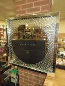 A LARGE MODERN LIGHT-UP SQUARE MIRROR 90 X 90 CM - (damage / crack to bottom corner) AND ANOTHER MI