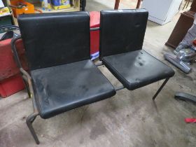 A VINTAGE TUBULAR TWO SEATER BENCH