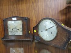 TWO VINTAGE WOODEN MANTLE CLOCKS A/F
