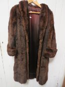 A VINTAGE SABLE FUR COAT WITH SATIN LINING