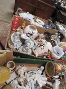 THREE TRAYS OF COLLECTABLES TO INCLUDE MASONS, NAO, AYNSLEY ETC