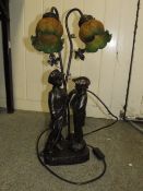 A BRONZE EFFECT FIGURAL TABLE LAMP