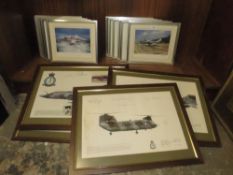 A COLLECTION OF TWELVE SIGNED AVIATION FRAMED PRINTS BY JON WESTWOOD TO INCLUDE FOUR LARGER AVIATION