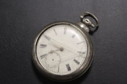 AN ANTIQUE SILVER PAIR CASED GENTS POCKET WATCH BY J. HEITMAN WALSALL
