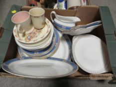 THREE OF SUNDRIES TO INCLUDE A SMALL TRAY OF FLATWARE , ROYAL DOULTON BUNNYKINS ETC