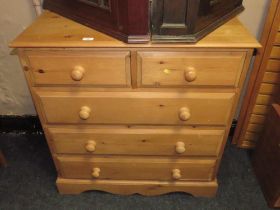 A MODERN PINE FIVE DRAWER CHEST W-92 CM