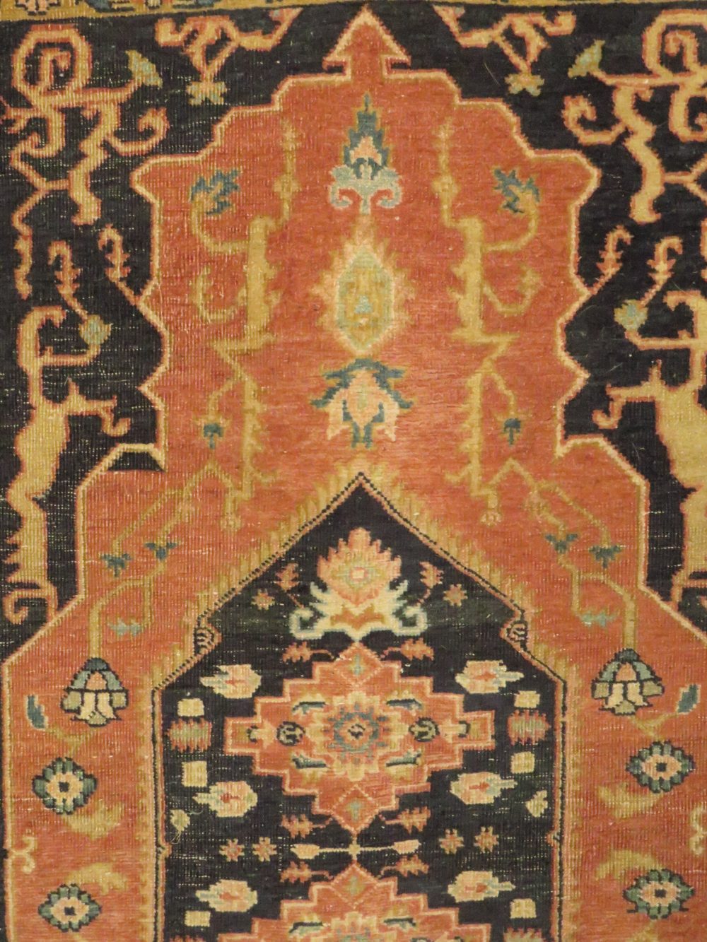 A LARGE RED WOOLLEN RUG TOGETHER WITH A SMALLER BLUE RUG AND A CHINESE RUG (3) - Image 3 of 4