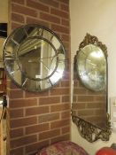 A MODERN CLOCK MIRROR AND A MIRROR (2)