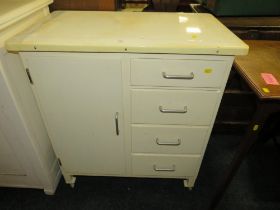 A MID-CENTURY ENAMEL TOP KITCHEN CABINET - W 77 CM