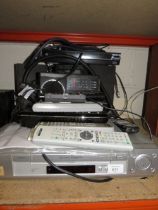 A SELECTION OF HOUSEHOLD ENTERTAINMENT ITEMS TO INCLUDE VIDEO RECORDER, MATSUI MUSIC SYSTEM, VARIOUS