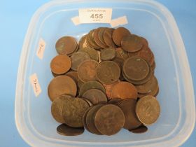 A BOX OF ANTIQUE COINS MOSTLY 18TH AND 18TH CENTURY