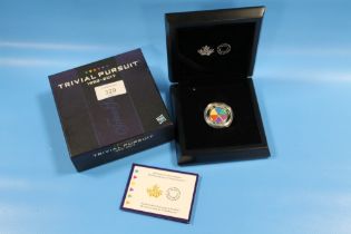 CANADA SILVER PROOF PIEDFORT 2017 25 DOLLARS 25TH ANNIVERSARY OF TRIVIAL PURSUIT, IN CASE OF ISSUE