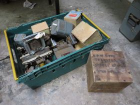 A TRAY CONTAINING A SELECTION OF ELECTRICAL TRANSFORMERS