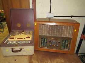 A BUSH TYPE EBS.4 VALVE RADIO AND A COLLARO REEL TO REEL TAPE TRANSCRIPTOR