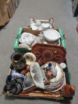 THREE TRAYS OF CERAMICS AND SUNDRIES TO INCLUDE TEA WARE