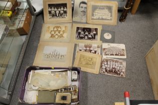 A TRAY OF MILITARY AND OTHER PHOTOGRAPH COLLECTABLE'S ETC TO INCLUDE A PHOTO OF 1ST ROYAL WELCH