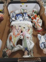 THREE TRAYS OF ASSORTED STAFFORDSHIRE FLATBACK STYLE FIGURES AND OTHERS "MANY A/F"