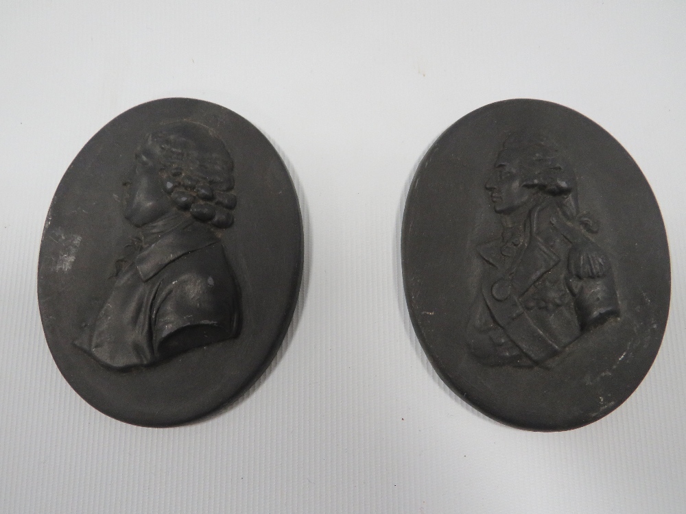 TWO WEDGWOOD STYLE BASALT PLAQUES OR NELSON & JOSIAH WEDGWOOD