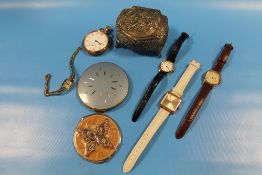 A QUANTITY OF COLLECTABLE'S TO I INCLUDE A GOLD PLATED POCKET WATCH, WRIST WATCH ETC