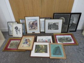 A SELECTION OF WATERCOLOURS, MIXED MEDIA AND PRINTS TO INCLUDE JAMES PRIDDEY ETC