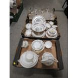 TWO TRAYS OF CERAMICS AND GLASS TO INCLUDE INDIA TREE DINNER WARE